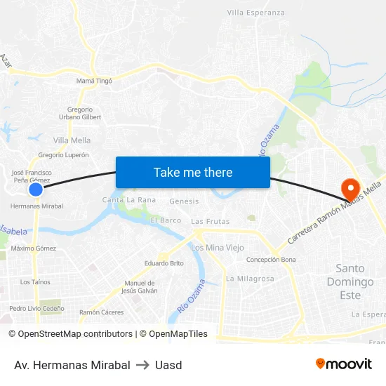 Av. Hermanas Mirabal to Uasd map