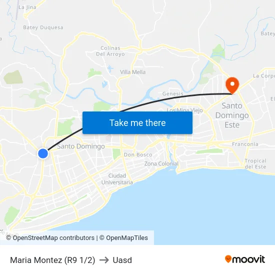 Maria Montez (R9 1/2) to Uasd map