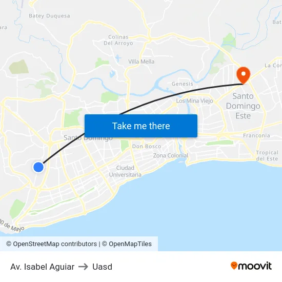 Av. Isabel Aguiar to Uasd map