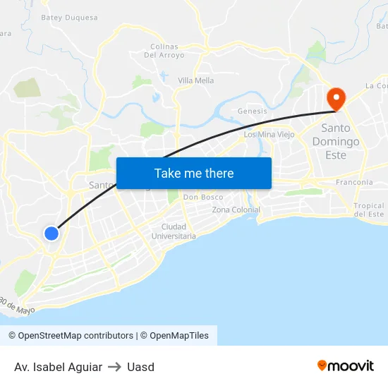 Av. Isabel Aguiar to Uasd map