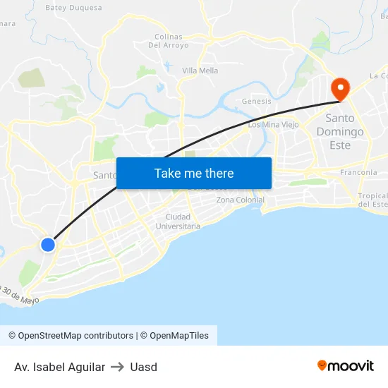 Av. Isabel Aguilar to Uasd map