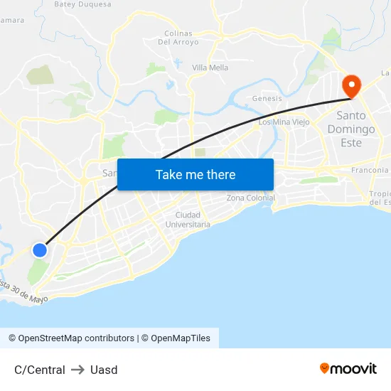 C/Central to Uasd map