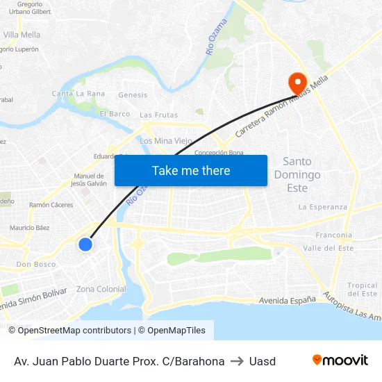 Av. Juan Pablo Duarte Prox. C/Barahona to Uasd map