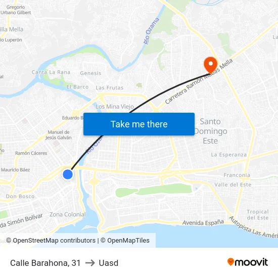 Calle Barahona, 31 to Uasd map