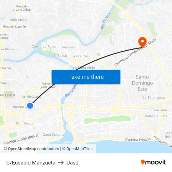 C/Eusebio Manzueta to Uasd map