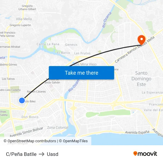 C/Peña Batlle to Uasd map