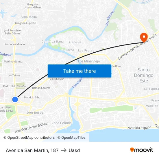 Avenida San Martin, 187 to Uasd map