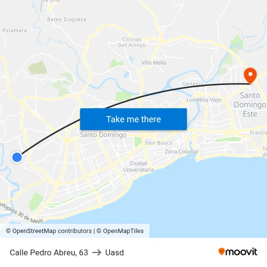 Calle Pedro Abreu, 63 to Uasd map