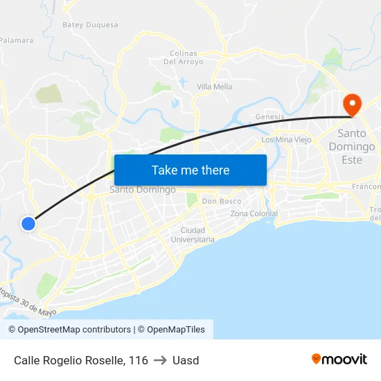 Calle Rogelio Roselle, 116 to Uasd map