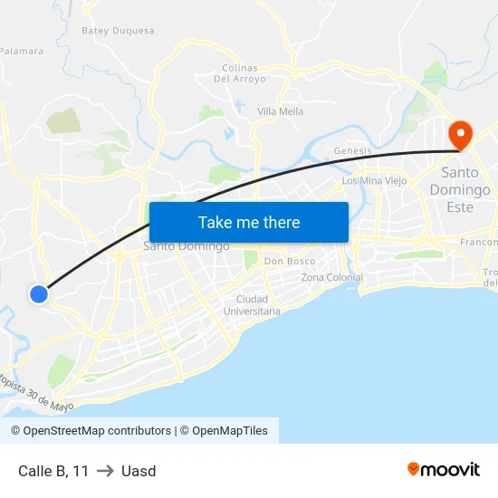 Calle B, 11 to Uasd map