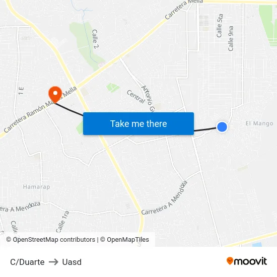 C/Duarte to Uasd map