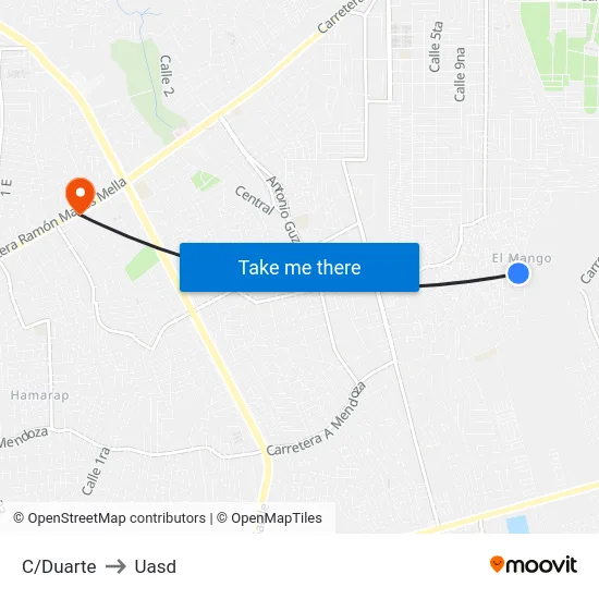 C/Duarte to Uasd map