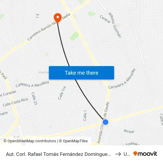 Aut. Corl. Rafael Tomás Fernández Domínguez Prox. Av. Charles De Gaulle to Uasd map