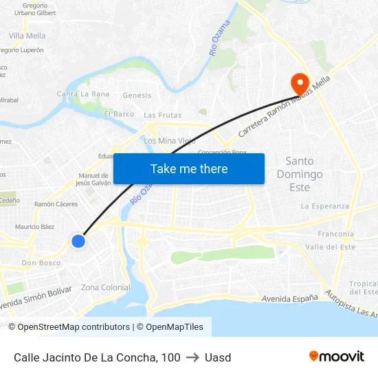 Calle Jacinto De La Concha, 100 to Uasd map