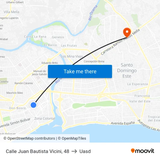 Calle Juan Bautista Vicini, 48 to Uasd map