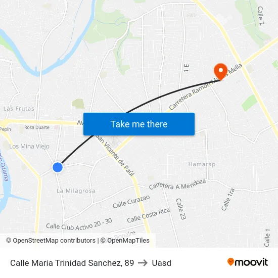Calle Maria Trinidad Sanchez, 89 to Uasd map