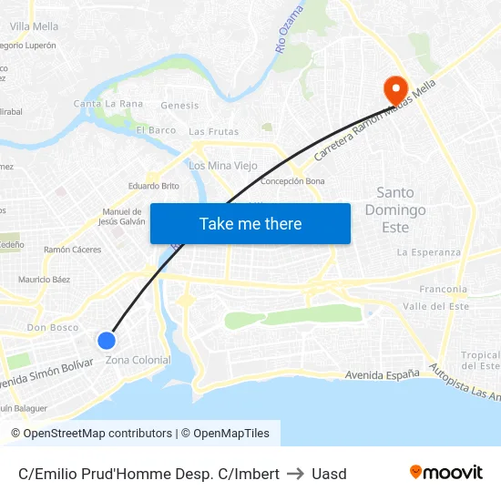 C/Emilio Prud'Homme Desp. C/Imbert to Uasd map