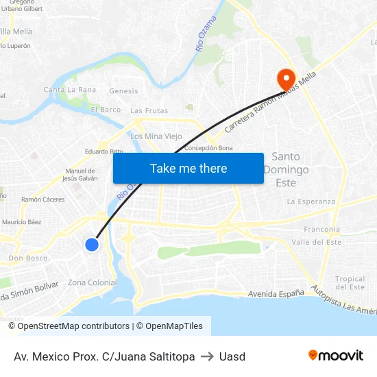 Av. Mexico Prox. C/Juana Saltitopa to Uasd map