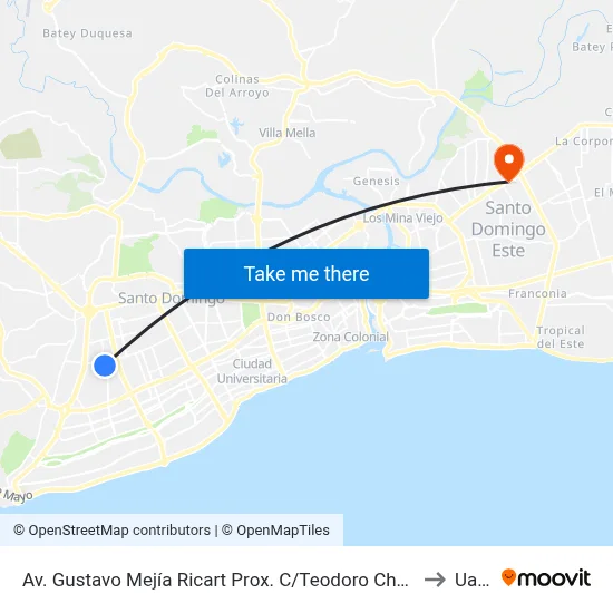 Av. Gustavo Mejía Ricart Prox. C/Teodoro Chasserieu to Uasd map