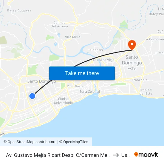 Av. Gustavo Mejía Ricart Desp. C/Carmen Mendoza to Uasd map