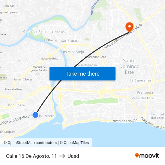 Calle 16 De Agosto, 11 to Uasd map