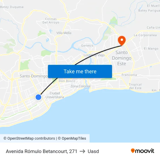 Avenida Rómulo Betancourt, 271 to Uasd map
