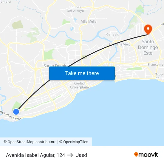 Avenida Isabel Aguiar, 124 to Uasd map