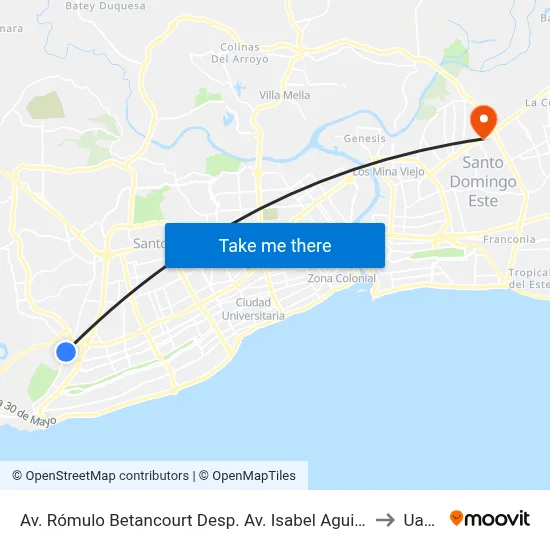 Av. Rómulo Betancourt Desp. Av. Isabel Aguiar to Uasd map