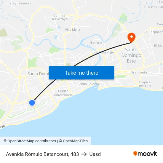 Avenida Rómulo Betancourt, 483 to Uasd map