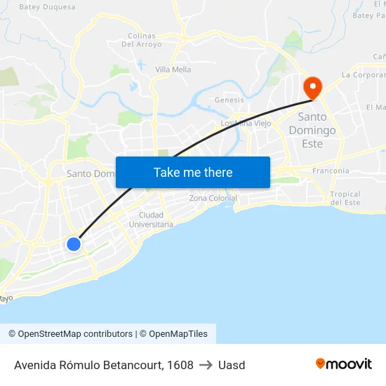 Avenida Rómulo Betancourt, 1608 to Uasd map