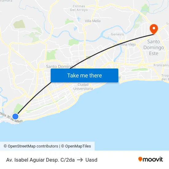 Av. Isabel Aguiar Desp. C/2da to Uasd map