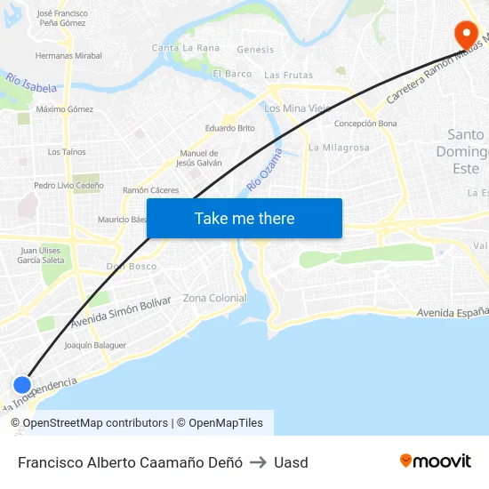Francisco Alberto Caamaño Deñó to Uasd map