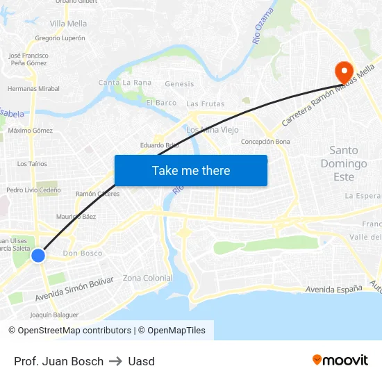 Prof. Juan Bosch to Uasd map