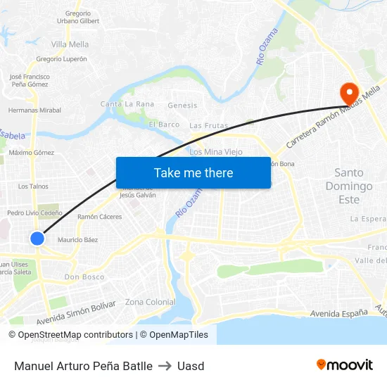 Manuel Arturo Peña Batlle to Uasd map