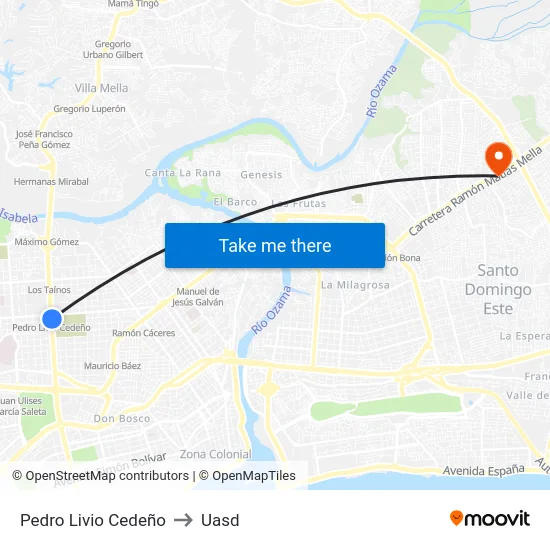 Pedro Livio Cedeño to Uasd map