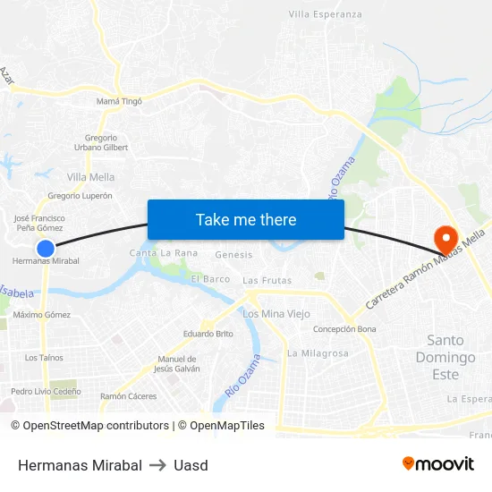 Hermanas Mirabal to Uasd map