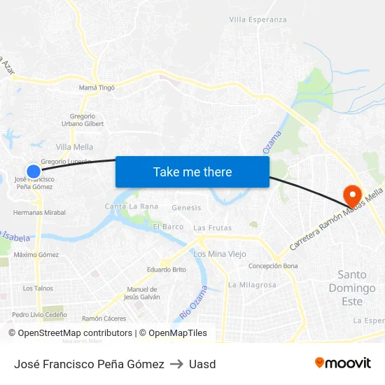 José Francisco Peña Gómez to Uasd map