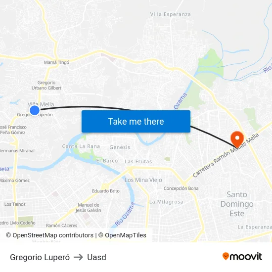 Gregorio Luperó to Uasd map