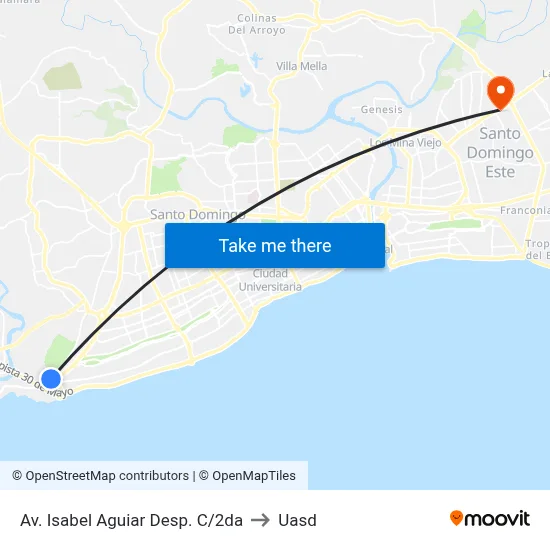 Av. Isabel Aguiar Desp. C/2da to Uasd map