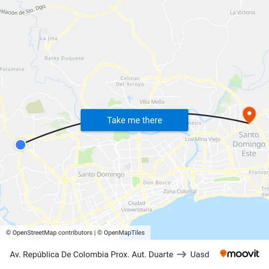 Av. República De Colombia Prox. Aut. Duarte to Uasd map