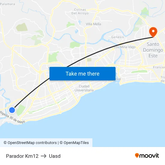 Parador Km12 to Uasd map