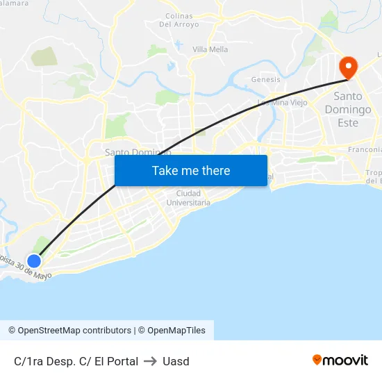 C/1ra Desp. C/ El Portal to Uasd map