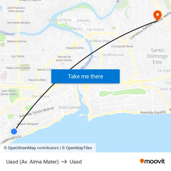 Uasd (Av. Alma Mater) to Uasd map
