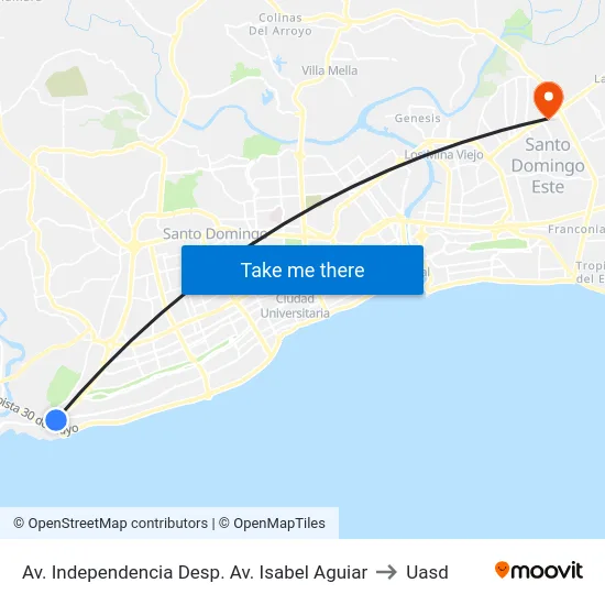 Av. Independencia Desp. Av. Isabel Aguiar to Uasd map