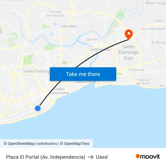 Plaza El Portal (Av. Independencia) to Uasd map
