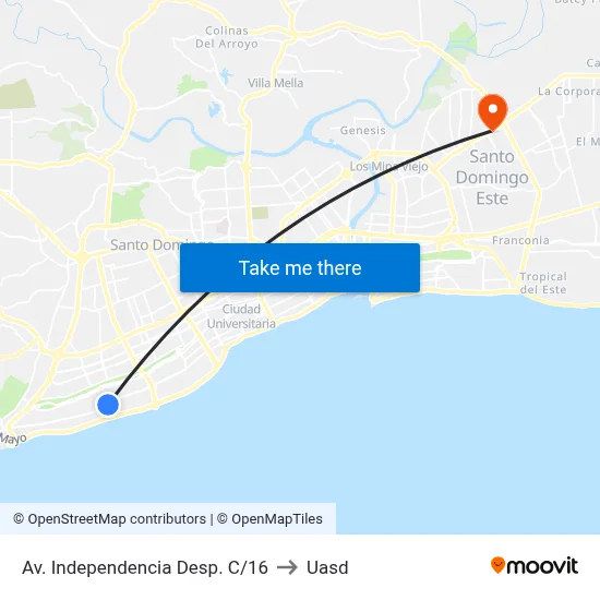Av. Independencia Desp. C/16 to Uasd map