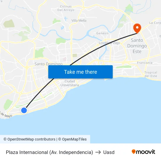 Plaza Internacional (Av. Independencia) to Uasd map