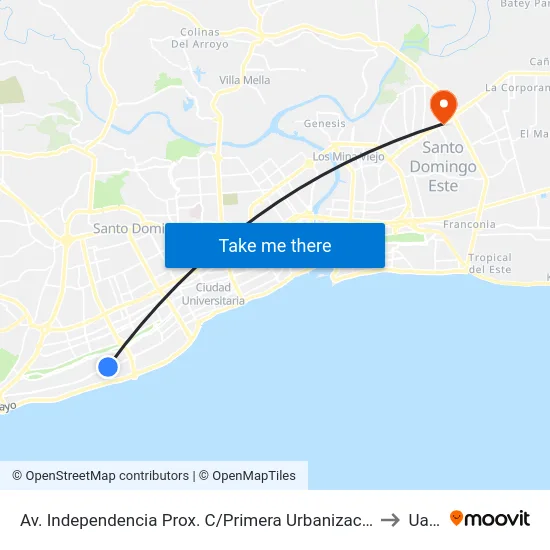 Av. Independencia Prox. C/Primera Urbanizacion Edda to Uasd map