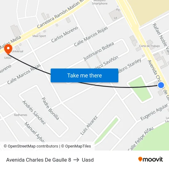 Avenida Charles De Gaulle 8 to Uasd map