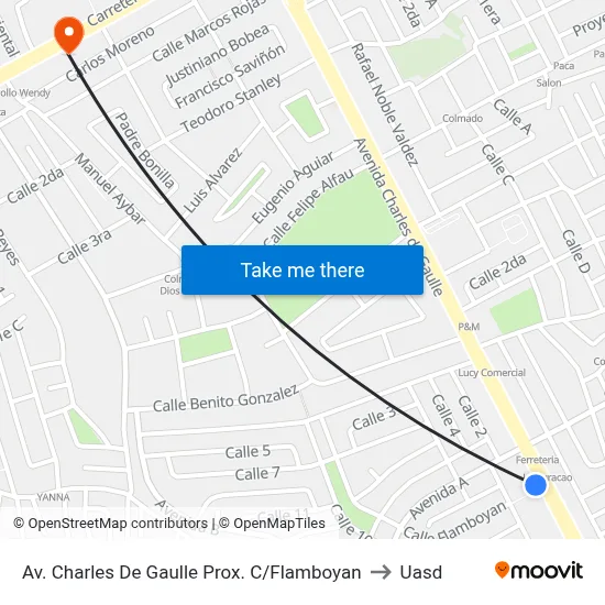 Av. Charles De Gaulle Prox. C/Flamboyan to Uasd map